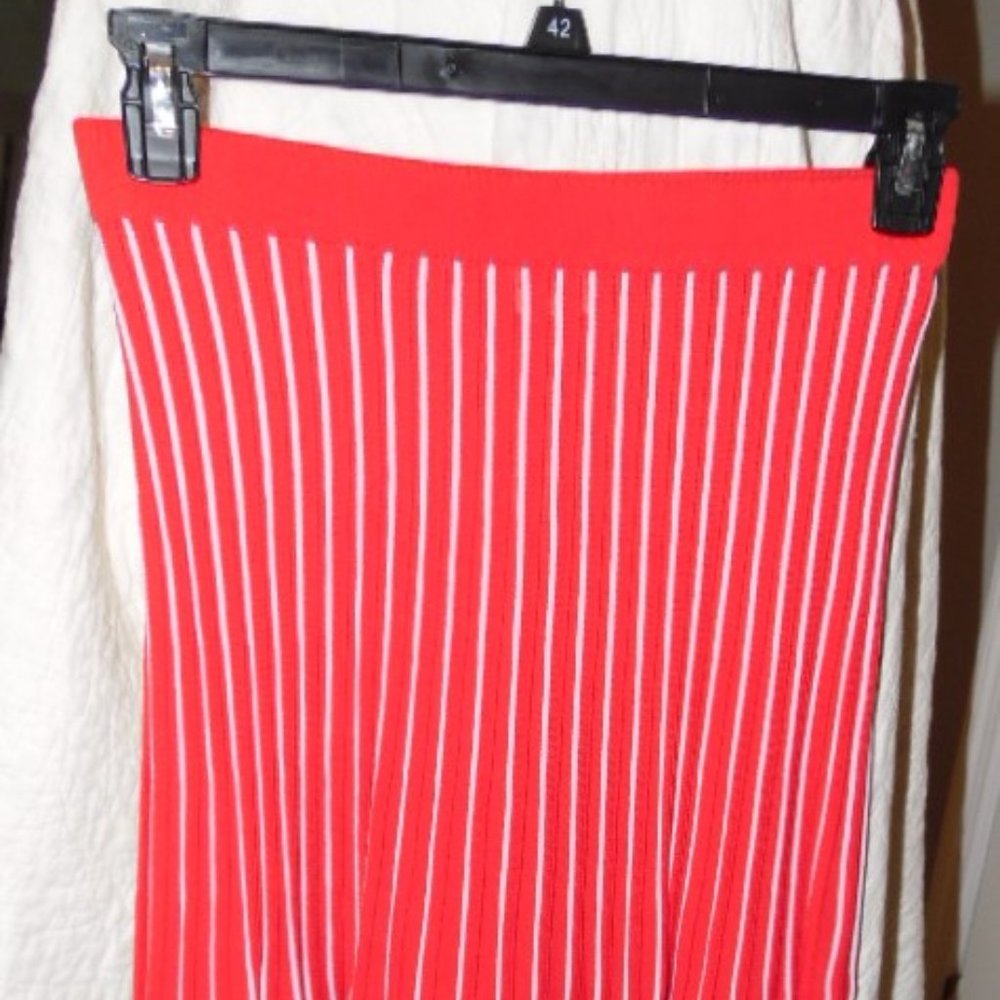 Katie Sturino Red Striped Midi-Skirt